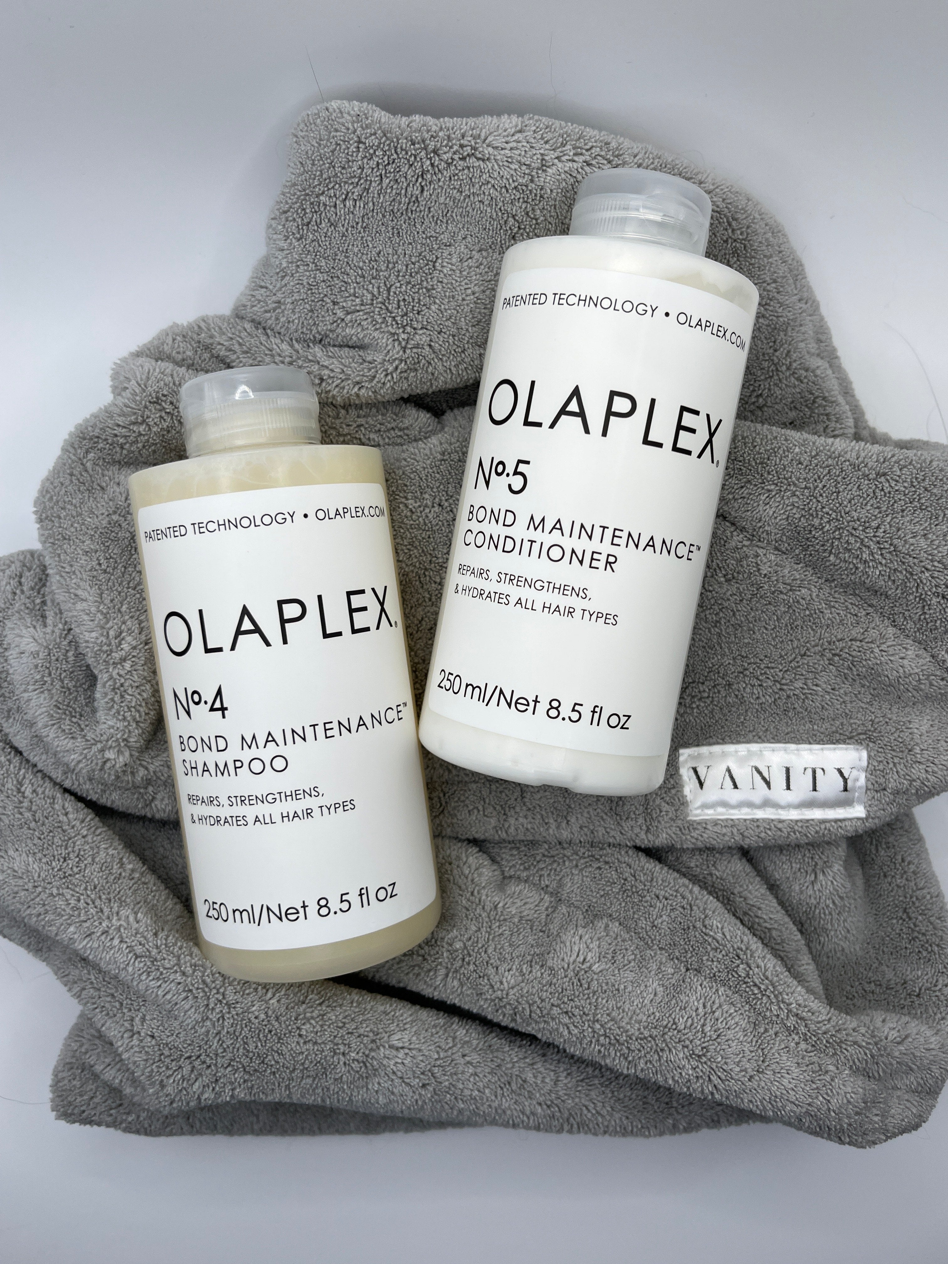 Olaplex No. 4 and No. Shampoo and Conditioner VanityBeautiful